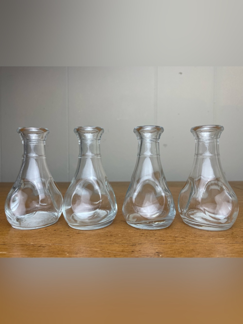 Vintage Libbey Thumbprint Clear Glass Bud Vase Propagation Jar 3.5” Set of 4
